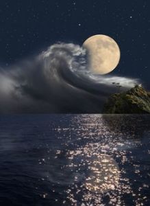 moon and sea